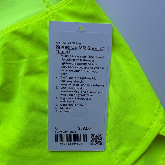 Lululemon Highlighter Yellow Speed Up Shorts - Picture 3 of 3